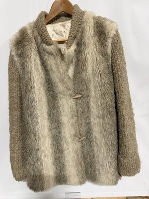 Vintage D'ESPRIT Dubrowsky & Perlbinder Faux Fur Wool Coat/Jacket Womens Size 12
