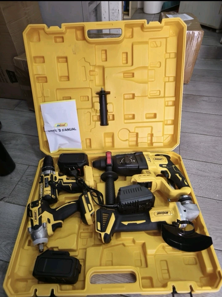 Kit 4in1: Trapano, Avvitatore, Smerigliatrice, Tassellatore | 2x4Ah - Immagine 2 di 4