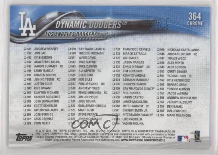 2018 Chrome Sapphire Edition Topps Online Exclusive Yasiel Puig Cody Bellinger - Image 2 of 2