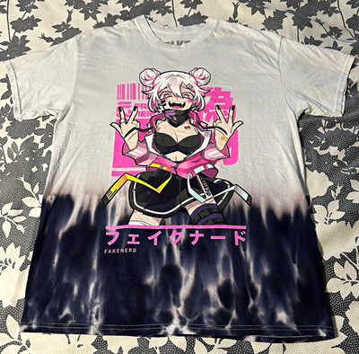 Fake Nerd Untouchable T Shirt Zyla Anime Manga Ombre Dip Dye Streetwear Goth L