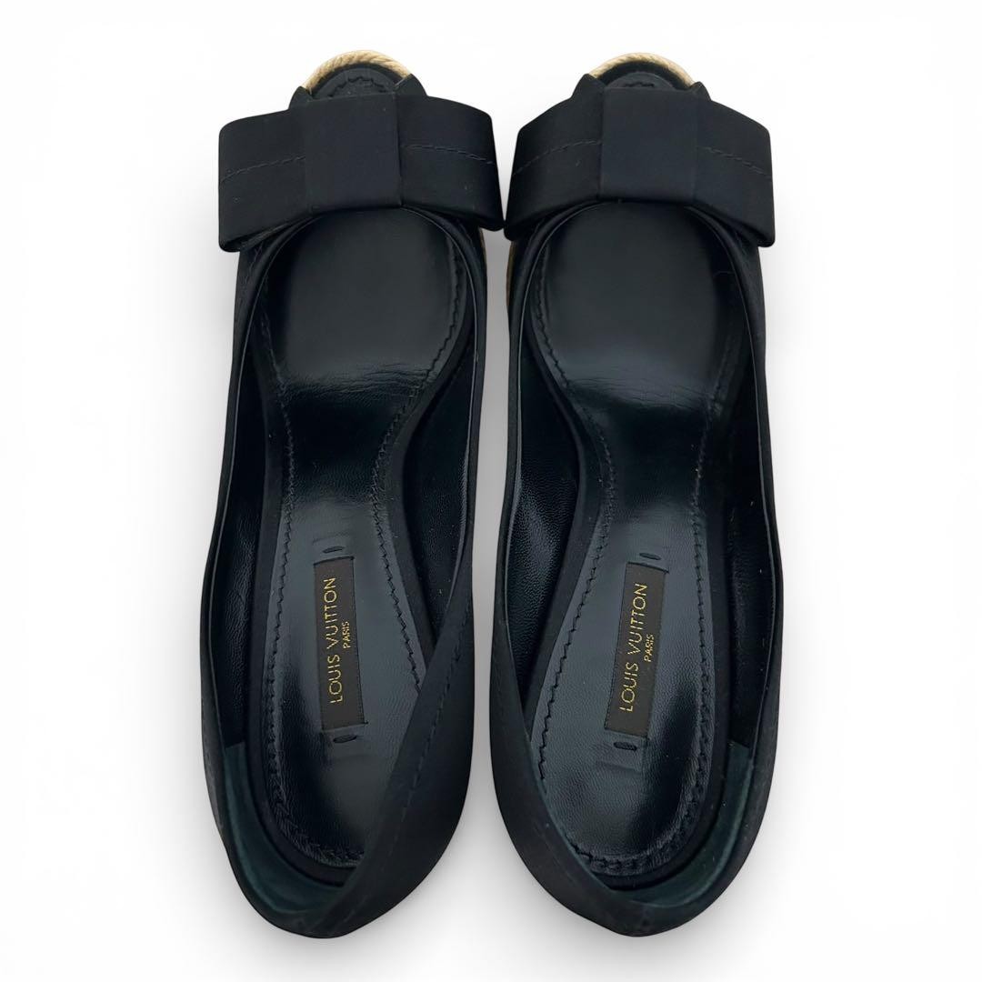 LOUIS VUITTON Pumps Heel Satin Black EU36.5/US6.5 120388c thumbnail 9