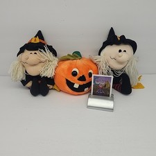 Vtg 1982 Dakin Halloween Plush Lot Pumpkin Jack O  Lantern  Witch x2 D cor