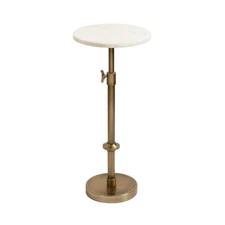 Engles Traditional Adjustable-Height Pedestal Drink Table, 10 x 10 x 30, Whit...