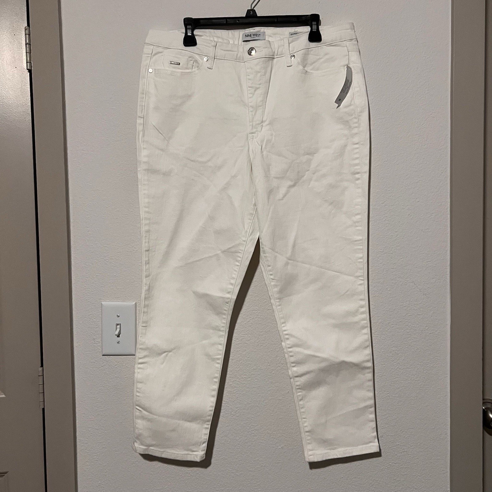 Nine West Gramercy Crop White Jeans Size 16 NWT