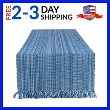 Table Runner Cotton 13x72 Nautical Blue Modern Decor Dining Accessory