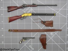 Juguete The Good escala 1/6 - Rifle carabina, rifle Henry y revólver Colt con funda