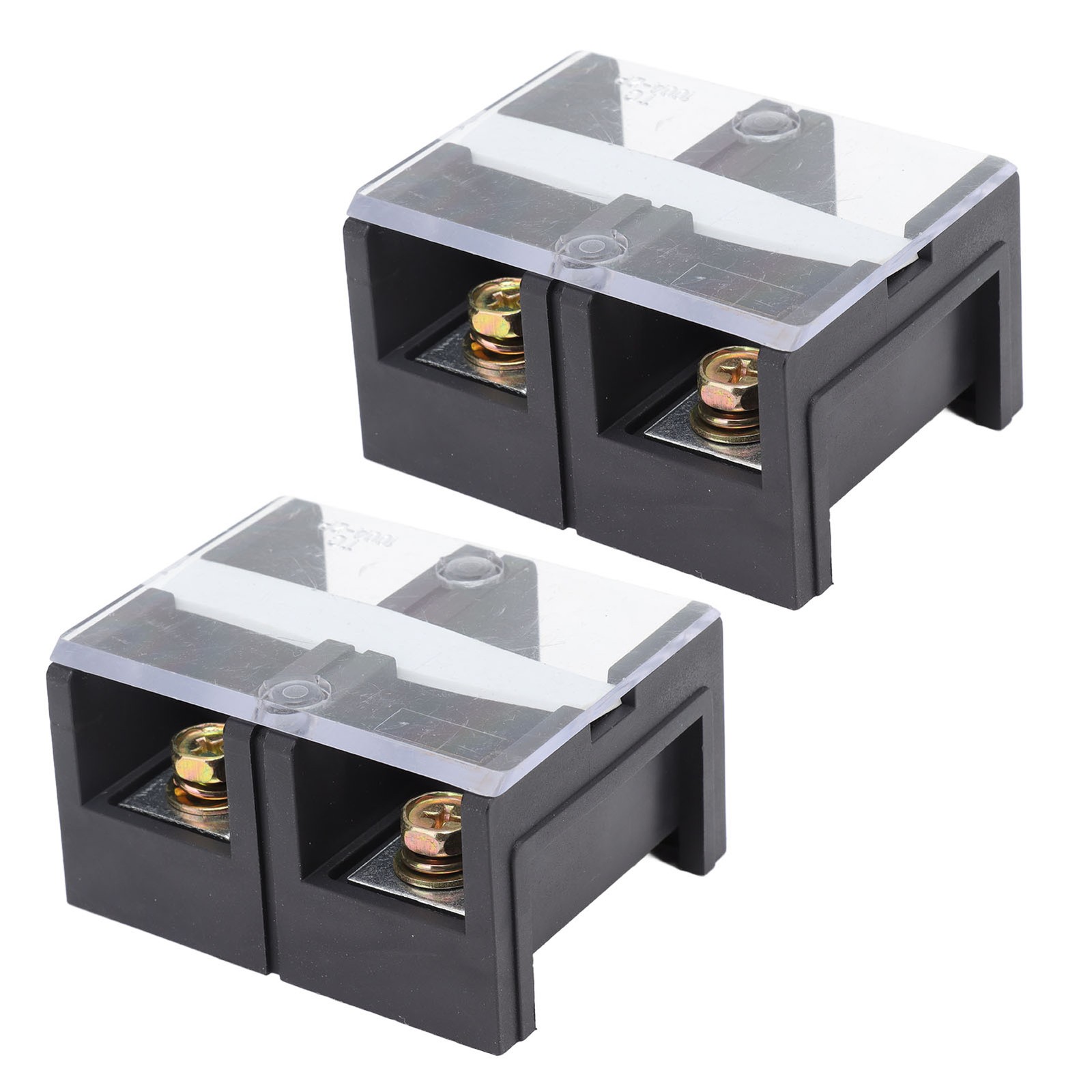 2pcs Wire Barrier Block Terminal Strip 600V 100A TC Fixed Iron Dual Rows