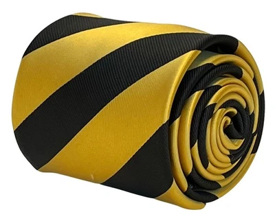 Frederick Thomas Gold Schwarz Gestreifte Herren Krawatte 8cm Hochzeit Luxus - Bild 1 von 4