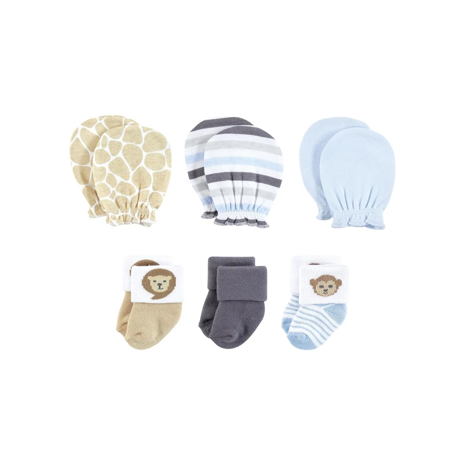 Unisex Baby Caps or Headbands, Bibs, Mittens and Socks 12pc Set, Safari, 0-6 ... - Image 4 of 4
