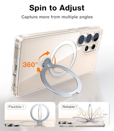 360° Spin Magnetic Stand for Samsung Galaxy Fit for S25 Ultra Case Clear - Picture 3 of 8
