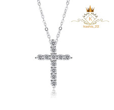 Christmas Sale Moissanite Cross Pendant Solid 14K White Gold 1.20 CT Round Cut