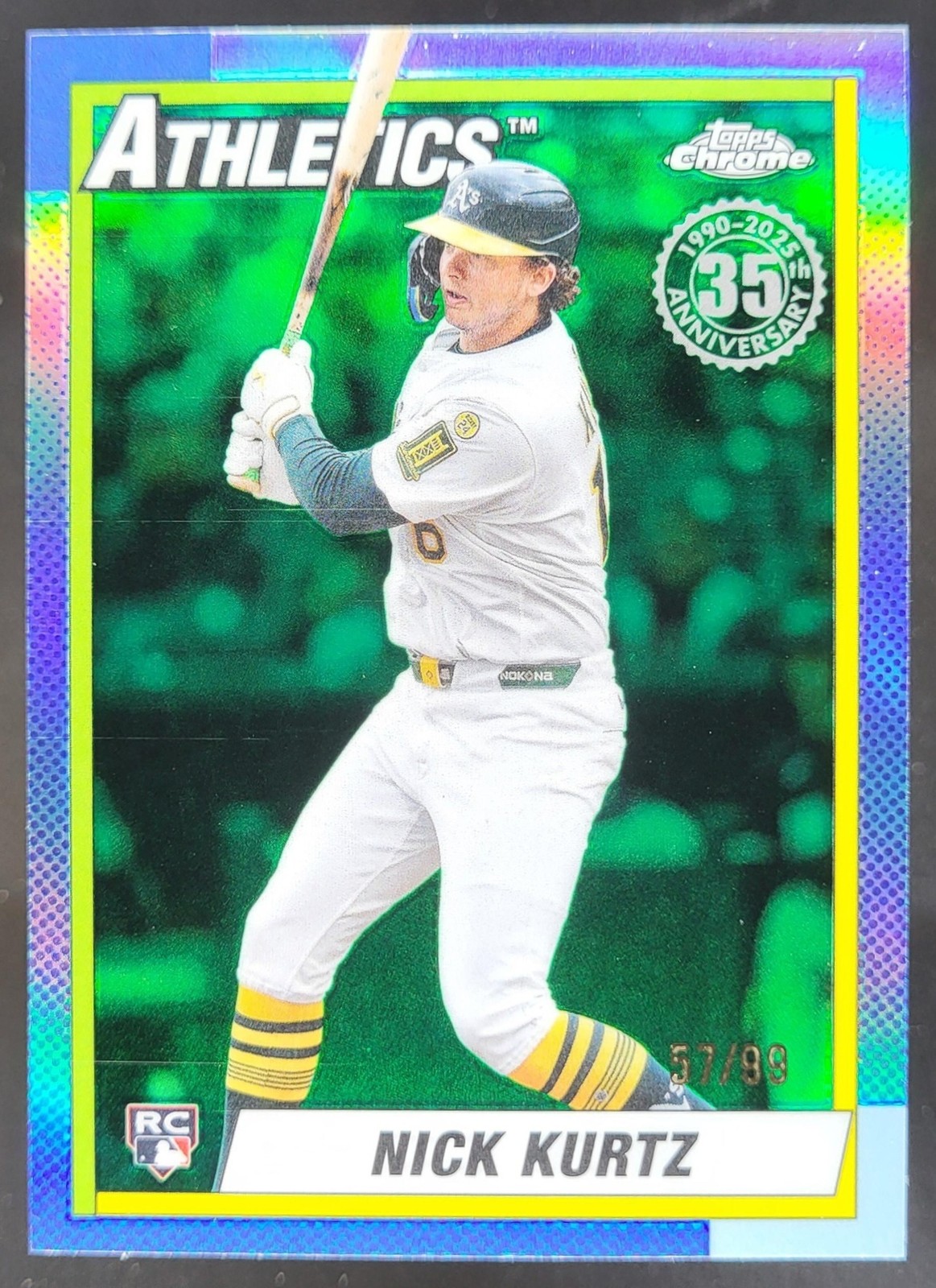 2025 Topps Chrome Update Nick Kurtz 1990 Green Refractor /99 RC Athletics MS2