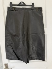 GAP Genuine Black Leather Skirt Midi Size 8