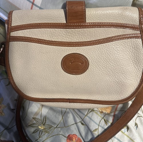 Sac à main vintage Dooney & Bourke All Weather cuir poinçon beige selle grainé  - Photo 3/10