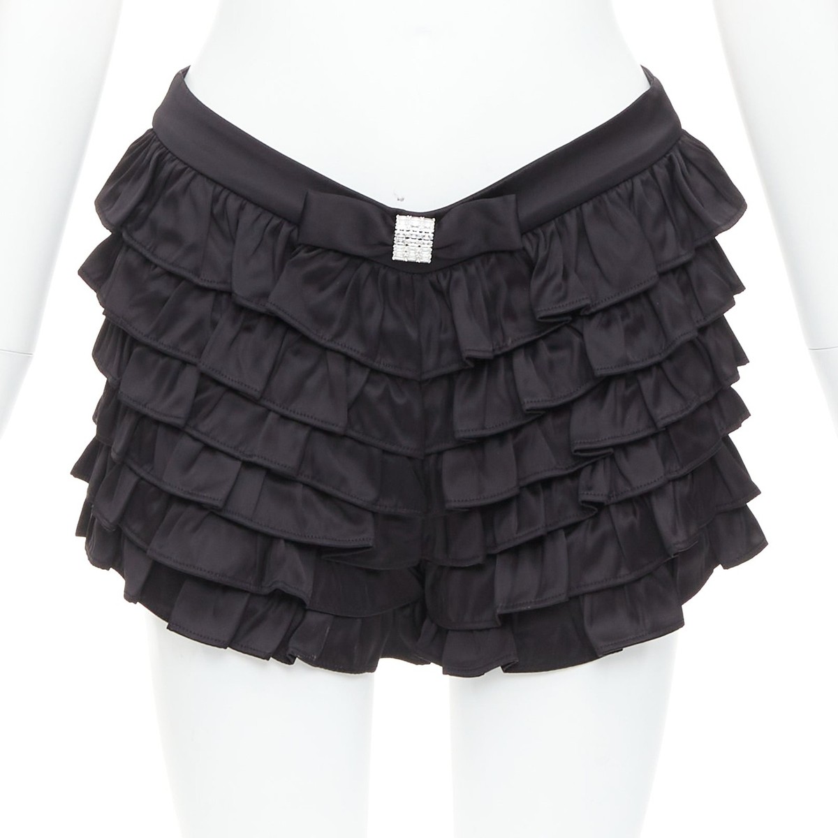black mini dress white bow Motel panolia bow front pleat mini dress in Black and White main image 0