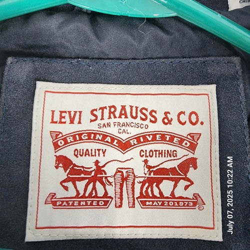 Levi's Trucker Jacke Herren 2XL Brushed Suede Dunkelblau Neu Etikett Y2K 90er Neu - Bild 4 von 8
