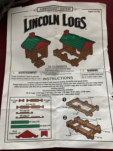 VTG Lincoln Logs Wood Toy Play Set Large Lot 2 Sets Roofs Slats Etc. 179 Pieces