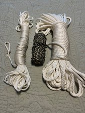 White 50' - 3/8"  1/4" Nylon cord Plus spool of Camo Para cord