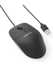 Amazon Basics 3-Button Wired USB Computer Mouse, Black