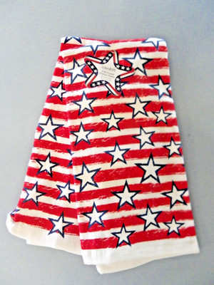 Set of 2 Kitchen Towels Patriotic Star & Stripes 4th of July Colordrift 18 x 28