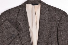 Vintage Calvin Klein Brown Windowpane Tweed Wool Blazer Sport Coat 40 R