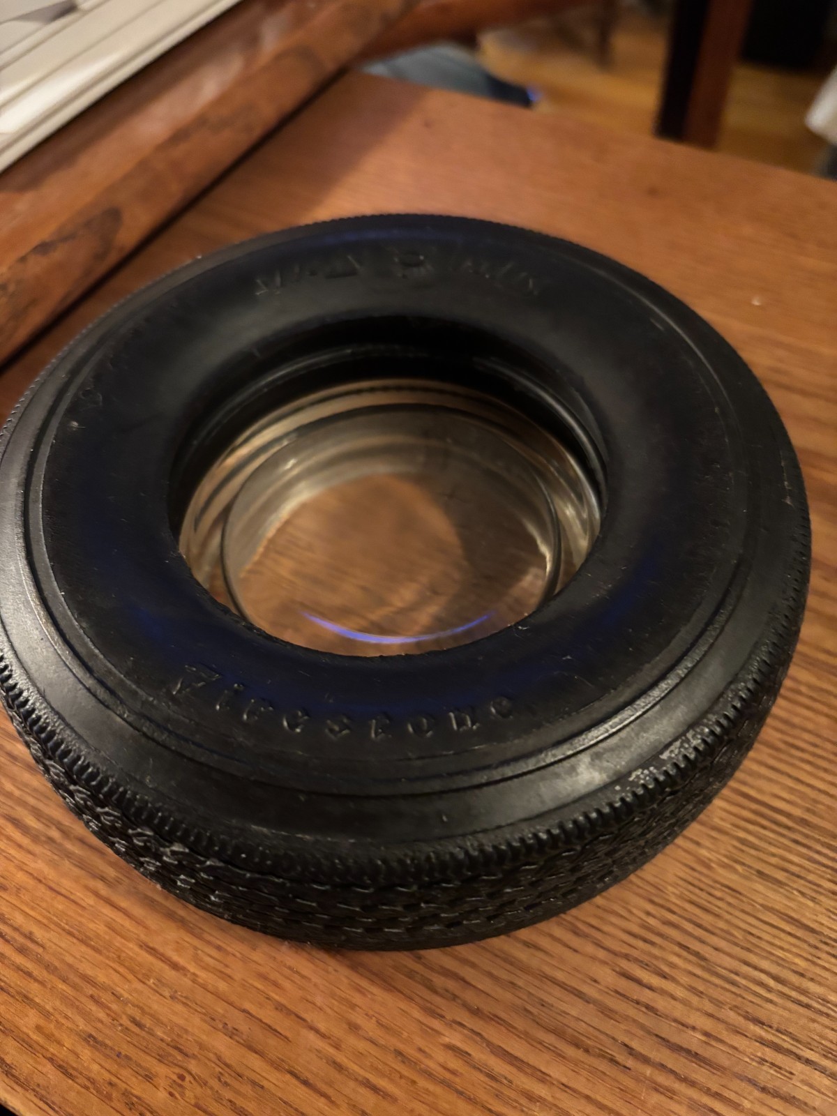 FIRESTONE SUPER SPORTS WIDE OVAL  Tire Ashtray 5.50" by 1.50"  Made In USA