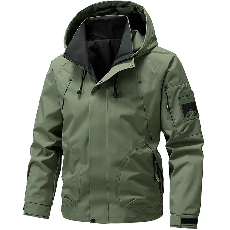 Mens Jacket Winter Warm Windproof Hiking Work Hooded Waterproof Coat Outdoor - Image 2 of 4