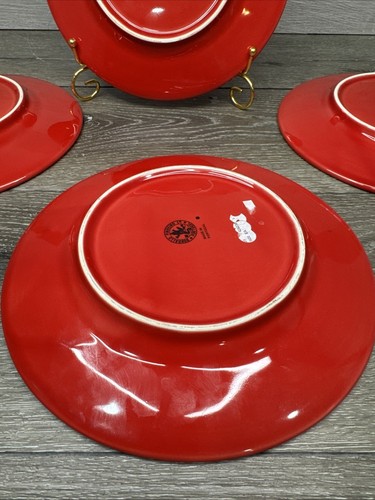 Bordello Pinheiro Red Mini Stars 9” Luncheon Salad Plate~set Of 4 - Picture 6 of 7