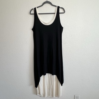 New Peruvian Connection Eclipse Midi Dress Black Layered Medium Pima Cotton Aa4