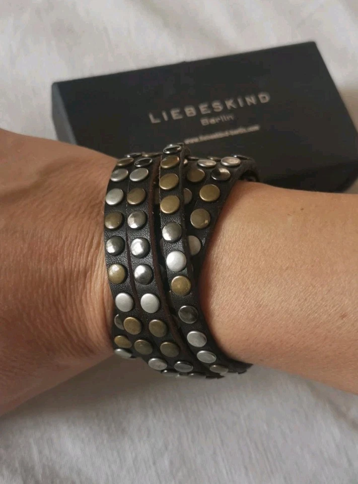 LIEBESKIND Berlin Wickel - Armband Rindsleder schwarz Nieten - Bild 4 von 4