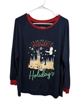 Harry Potter Hogwarts Long-sleeved Holiday Pajama Top Size Large