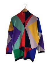 GIANNI VERSACE Lightweight Wool Knit Sweater, Size 42, Multicolor, 90s Crazy Pat