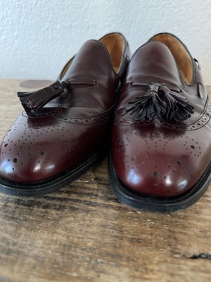 Vintage Bostonian Tassel Loafers 9D Burgundy Leather Made in USA Brogue Shoes