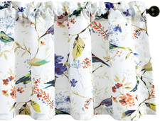 Blue Birds Pattern Valance Curtains, Rustic Style Rod Pocket Valances for Kitche