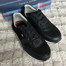 Tommy Hilfiger Girl Black With A Pop Of Glitter Sneakers Size 1