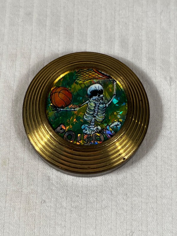 1990'S HEAVY BRASS POG SLAMMER! POISON HOLOGRAM DESIGN! FREE SHIPPING!!!