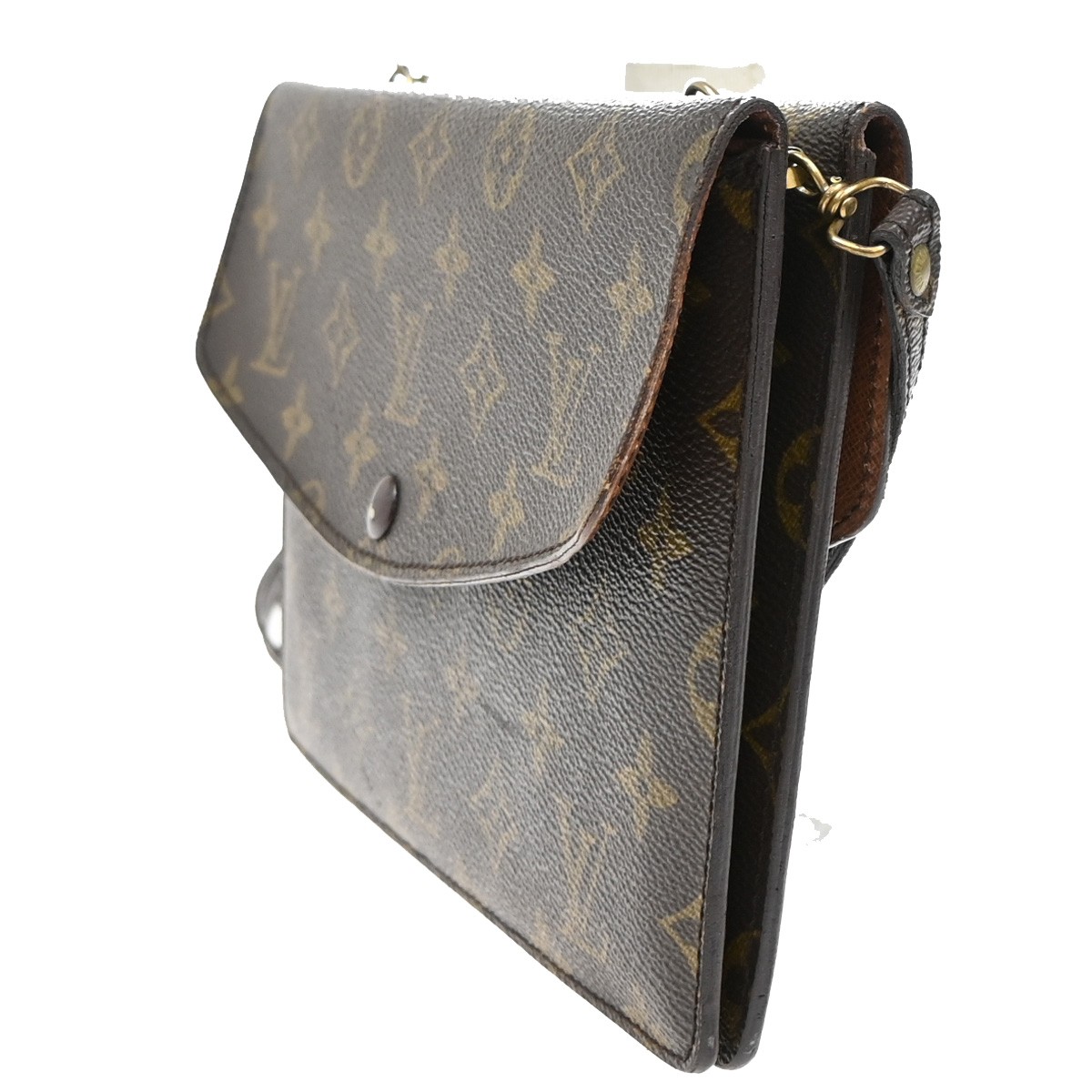 LOUIS VUITTON Double Rabat Shoulder Bag Monogram Leather Brown