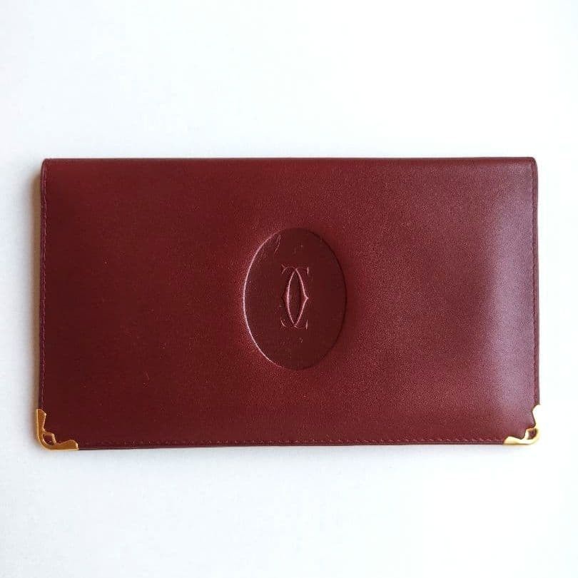 Cartier Wallet Must Line Leather Bordeaux Red Vtg Deadstock Not Used