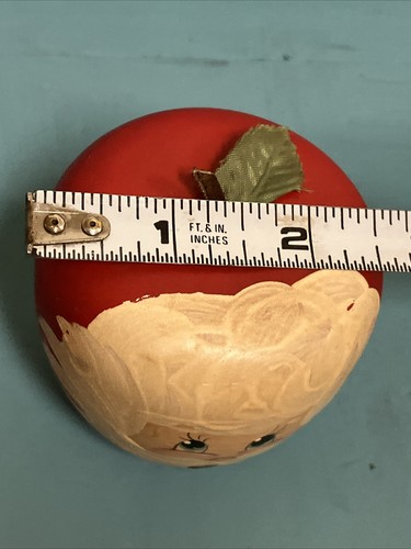 VTG Shelf Sitter Hand Printed WOODEN APPLE JOLLY O SANTA FOLK ART Unique Decor - Picture 11 of 18