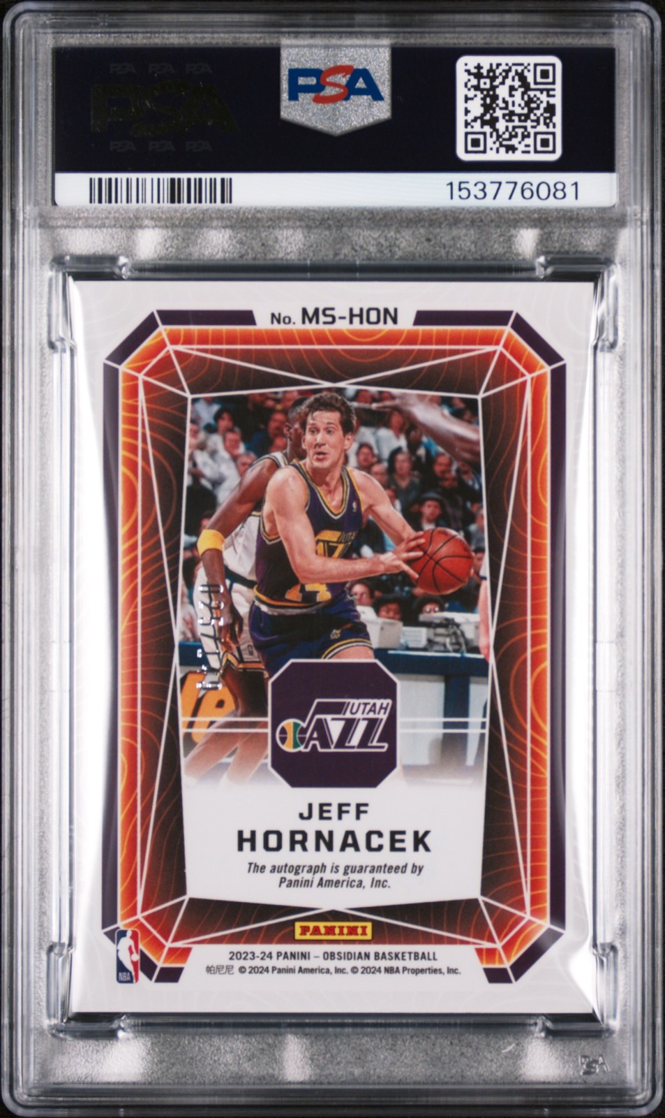 2023 PANINI OBSIDIAN MAGMATIC SIGNATURES #MSHON JEFF HORNACEK 25/149 PSA 8 AUTO view 2