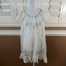Vintage Sheer Babydoll White Peignoir Nightgown Sz 1X Coquette Cottagecore 60s