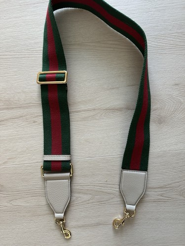 New AUTHENTIC Gucci crossbody Cloth Leather Brass Adjustable Purse Bag Strap