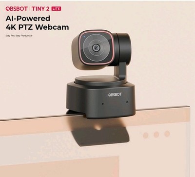 OBSBOT Tiny 2 Lite AI Powered 4K PTZ Webcam Advanced CMOS Sensor 