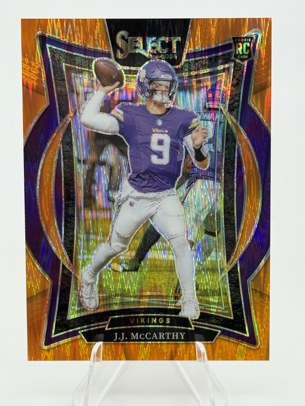 2024 Panini Select - Concourse J.J. McCarthy #24 Orange Shock Prizm #171 /499