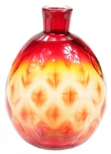 Vintage MMA Hand Blown Amberina Ruby Flask Bottle Pairpoint Metropolitan Museum