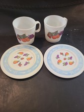 Vintage Chilton Play Tea Set Fruit Design 2 Cups 2 Plates