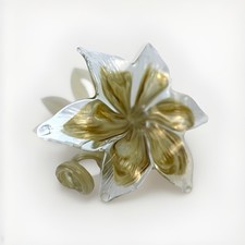 Flower Glass Lily Spiral Stem 8  x 6.5  Iridescent Gold 6 Petals - Beautiful