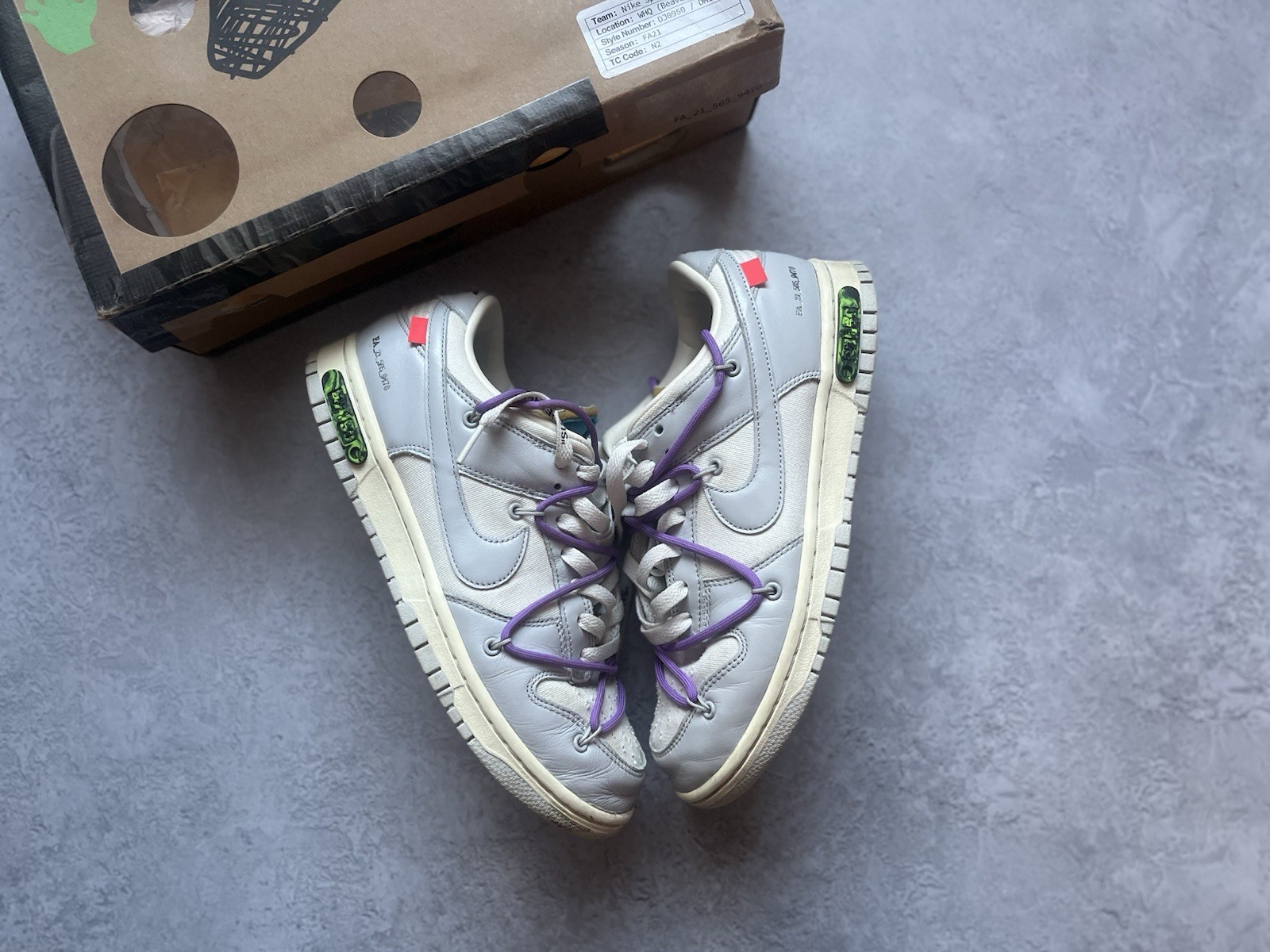 OFF WHITE X NIKE Nike Dunk Low x Off White lotto 47 UK7.5 DM1602 125