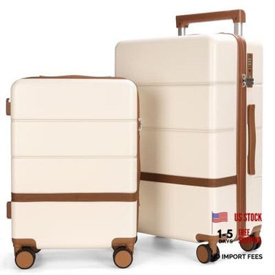 White Tsa Lock Suitcase Set - 20/24 Inch - 2 Pieces - 2 Pieces