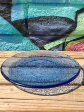 Fire and Light Recycled Glass 11" Dinner Plate - Colbalt Blue Replacement Piece 